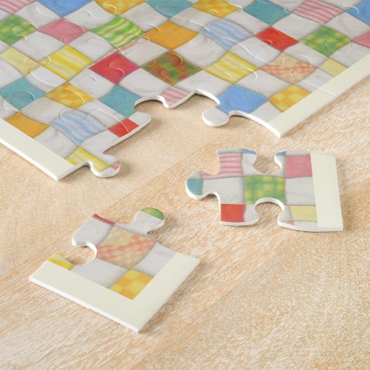 COUVERTURE PATCHWORK 28x35 cm Puzzle / Crème (Côté)
