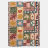 Couverture Patchwork céleste bohémien avec symboles mystiques (devant Vertical)