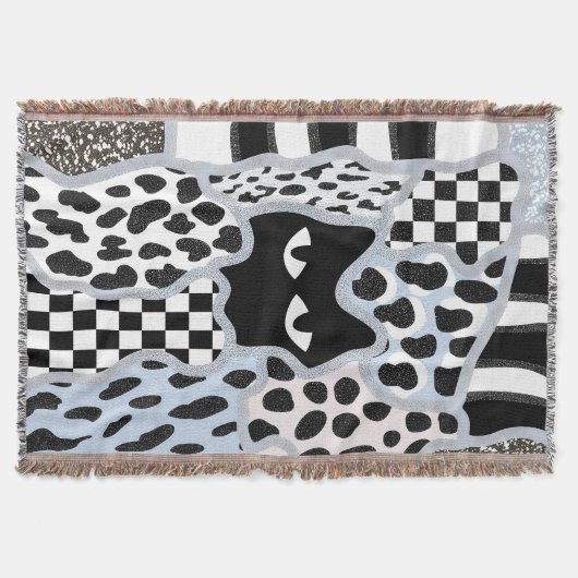 Couverture Patchwork Chic Chat Noir Suspicieux Gingham & Carr (Devant)
