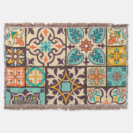 Couverture Patchwork coloré Islam Motifs Carrelage (Devant)