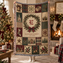 Patchwork de monogramme de famille de Noël personn
