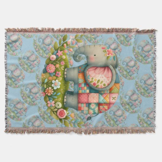 Couverture Patchwork Elephant Floral Meadow Charm (Devant)