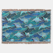 Couverture Patchwork Manta Rays en Sapphire bleu turquoise (Devant)