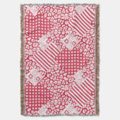 Couverture Patchwork rouge et blanc rustique (devant Vertical)