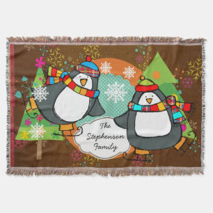 Couverture Patinage pingouins et arbres de Noël Jeu de vacanc