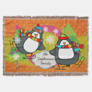Couverture Patinage pingouins et arbres de Noël Jeu de vacanc