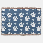 Couverture Pattern of paws, Dog paws, White paws, Blue Hearts (Devant)