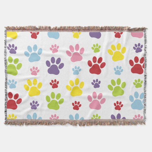 Couverture Paws colorés, Motif Paw, Paws de chien, Empreintes (Devant)
