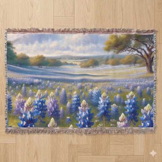 Couverture Paysage de prairie de bleuets du Texas