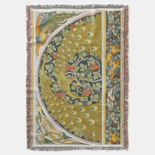 Couverture Peacock Art Nouveau Style rond design complexe (devant Vertical)