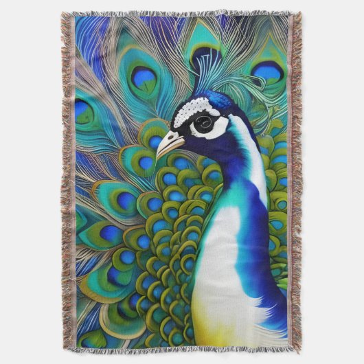 Couverture Peacock blanc bleu et vert Piebald (devant Vertical)