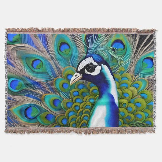 Couverture Peacock blanc bleu et vert Piebald (Devant)