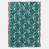 Couverture Peacock Bleu Vibrant Avec Queue Fissée (devant Vertical)