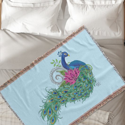 Couverture Peacock Blue Lotus Fleur Henné