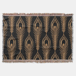 Couverture Peacock Feathers, Luxury Oriental Motif.