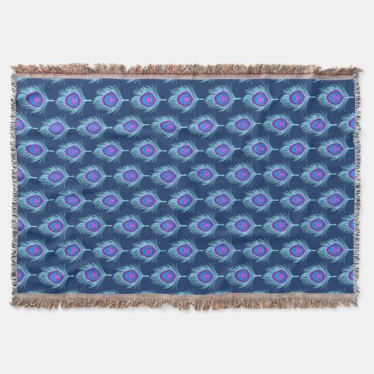Couverture Peacock Feathers, Navy et Pastel Blue (Devant)