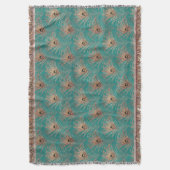 Couverture Peacock motif parties scintillant or turquoise élé (devant Vertical)