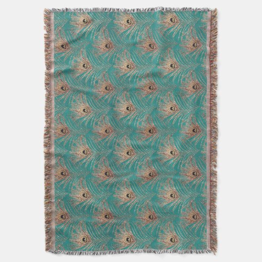 Couverture Peacock motif parties scintillant or turquoise élé (devant Vertical)