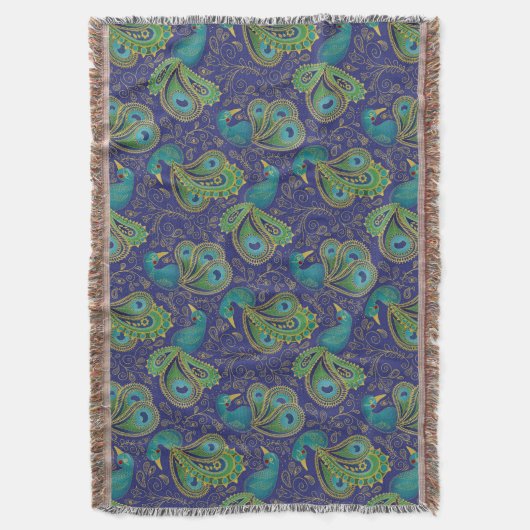 Couverture Peacock Paisley Pattern Blue (devant Vertical)