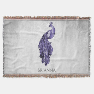 Couverture Peacock Purple Elegant Personnalisé Jeu Blanche