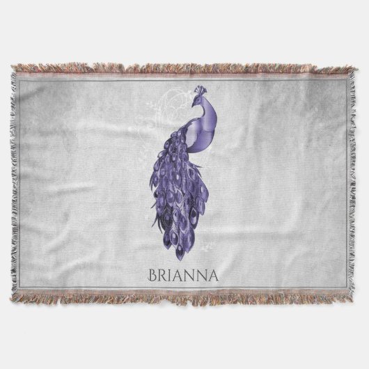 Couverture Peacock Purple Elegant Personnalisé Jeu Blanche (Devant)
