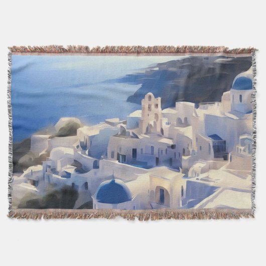 Couverture Peinture aquarelle de Santorin Grèce (Devant)