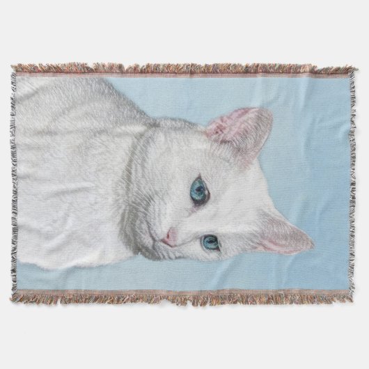 Couverture Peinture de chat blanc - Cute Original Cat Art (Devant)