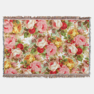Couverture Peinture florale de roses vintages ens ivoire