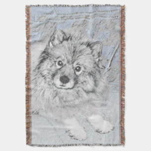 Couverture Peinture Keeshond Beth - Joli art original chien