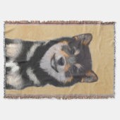 Couverture Peinture Shiba Inu (Noir et Tan) - Art Chien (Devant)