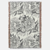 Couverture Peonies et papillons bloquent l'impression, noir e (devant Vertical)