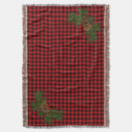 Couverture Pépecone rustique classique rouge noir plaid (devant Vertical)