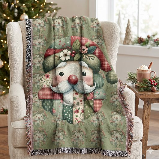 Couverture Père Noël Patchwork Fantaisiste Noël Folk