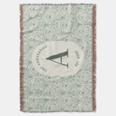 Couverture Personalised Family Name Monogram Sage Green Deco (devant Vertical)