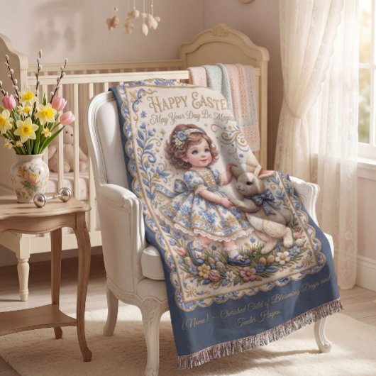 Couverture Personalizable Easter Bunny Baby Blanket