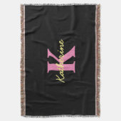 Couverture Personnalisé Monogramme Noir moderne (devant Vertical)