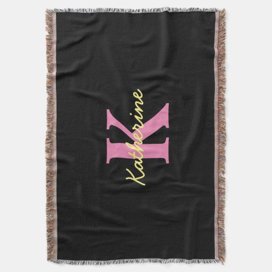 Couverture Personnalisé Monogramme Noir moderne (devant Vertical)