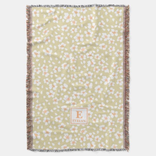 Couverture personnalisée avec monogramme floral no (devant Vertical)