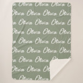 Couverture personnalisée Sherpa vert sauge pour Ma (Devant)
