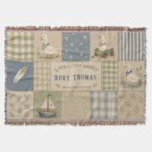 Couverture Petit Garçon Oie Personnalisé Gingham Bleu (Devant)