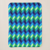 Couverture petite sherpa à chevrons ombrés bleu-ve (Devant)