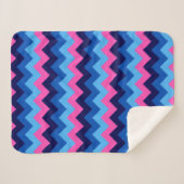 Couverture petite Sherpa bleu rose chevrons (Devant (Horizontal))