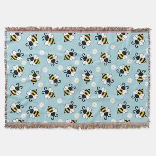 Couverture Petites abeilles mignonnes et fleurs marguerites m