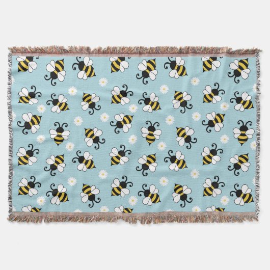 Couverture Petites abeilles mignonnes et fleurs marguerites m (Devant)