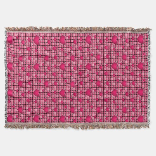 Couverture Pile rose avec des coeurs (Devant)