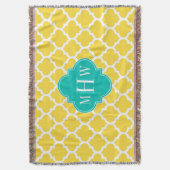 Couverture Pineapple Wht Moroccan #5 Teal 3 Monogram initial (devant Vertical)
