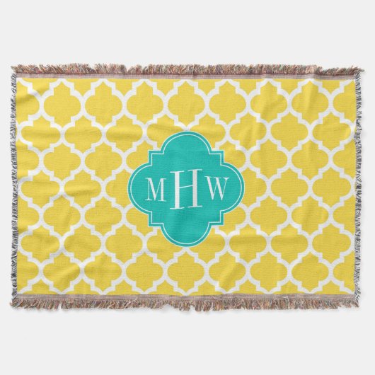 Couverture Pineapple Wht Moroccan #5 Teal 3 Monogram initial (Devant)