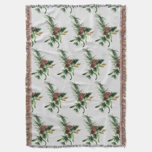 Couverture Pinecone d'hiver et Motif de succursale À feuillag (devant Vertical)