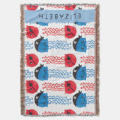 Couverture Pirate Jellyfish, Motif de méduses, Votre nom (devant Vertical)