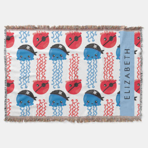 Couverture Pirate Jellyfish, Motif de méduses, Votre nom
